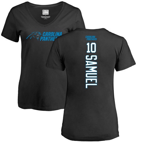 Carolina Panthers Black Women Curtis Samuel Backer NFL Football #10 T Shirt